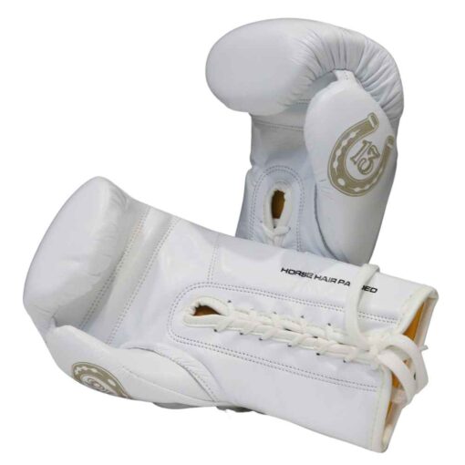 BOXING GLOVES - Mexican™ LUCKY 13 - LACE UP 16oz - WHITE - Image 4