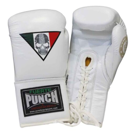 BOXING GLOVES - Mexican™ LUCKY 13 - LACE UP 16oz - WHITE - Image 6