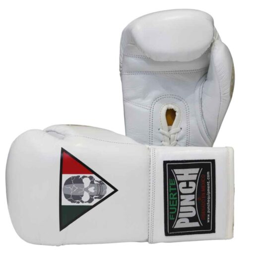 BOXING GLOVES - Mexican™ LUCKY 13 - LACE UP 16oz - WHITE