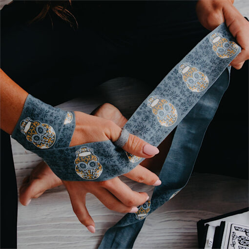 HAND WRAPS - Urban™ - 4.5m STRETCH - GOLD SKULL - Image 3