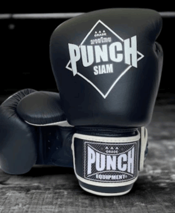 BOXING GLOVES - Siam™ - LEATHER - BLACK - 16OZ