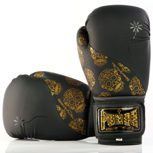 BOXING GLOVES - Urban™ GOLD SKULLS - 12oz - BLACK - Image 8
