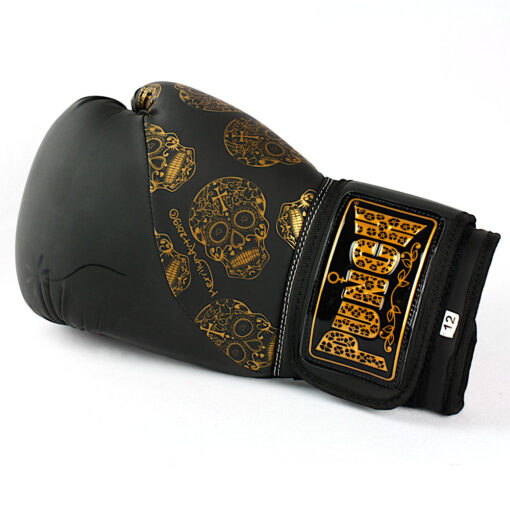 BOXING GLOVES - Urban™ GOLD SKULLS - 12oz - BLACK - Image 4