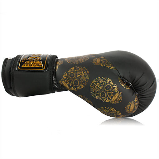 BOXING GLOVES - Urban™ GOLD SKULLS - 12oz - BLACK - Image 6